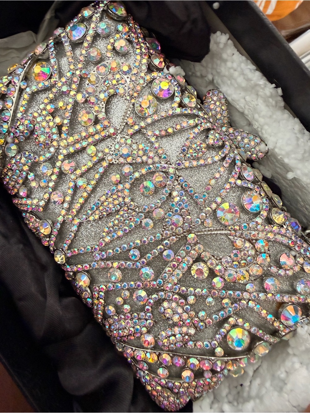 Swarovski Silver Crystal-Aurora Embellished Kids Clutch